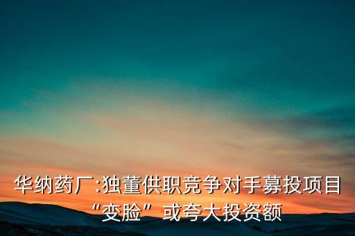 華納藥廠:獨(dú)董供職競(jìng)爭(zhēng)對(duì)手募投項(xiàng)目“變臉”或夸大投資額