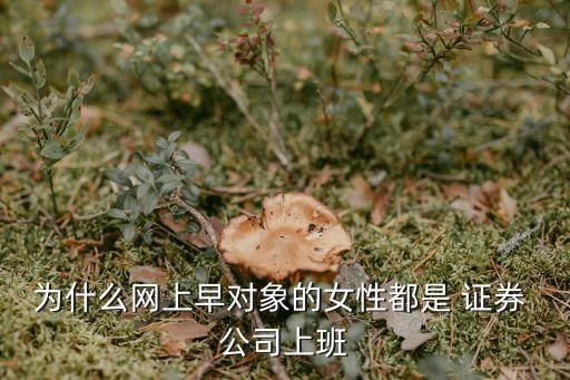 為什么網(wǎng)上早對(duì)象的女性都是 證券 公司上班