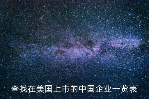 查找在美國上市的中國企業(yè)一覽表