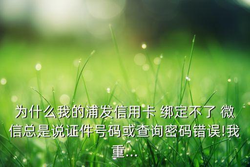 為什么我的浦發(fā)信用卡 綁定不了 微信總是說證件號碼或查詢密碼錯誤!我重...