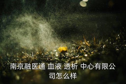 南京融醫(yī)通 血液 透析 中心有限公司怎么樣