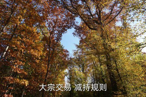 大宗交易 減持規(guī)則