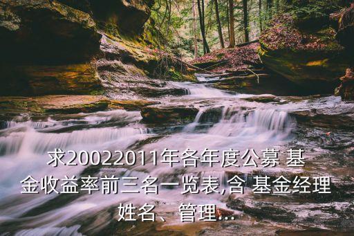 求20022011年各年度公募 基金收益率前三名一覽表,含 基金經(jīng)理姓名、管理...