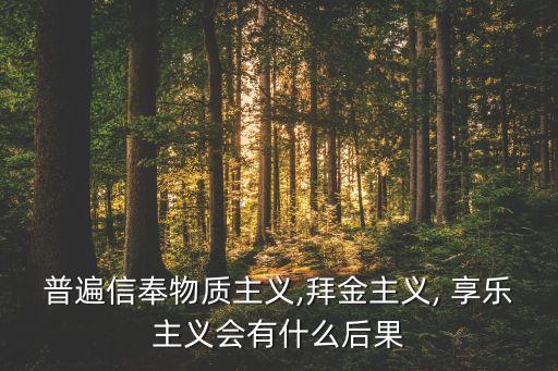 普遍信奉物質主義,拜金主義, 享樂主義會有什么后果