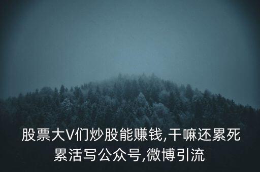  股票大V們炒股能賺錢,干嘛還累死累活寫公眾號,微博引流