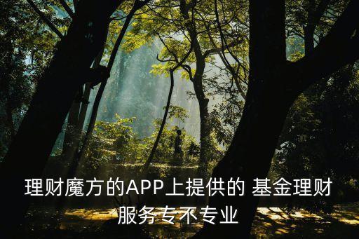 理財魔方的APP上提供的 基金理財服務(wù)專不專業(yè)