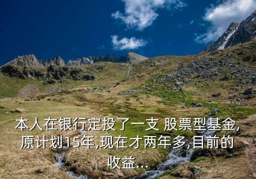 本人在銀行定投了一支 股票型基金,原計(jì)劃15年,現(xiàn)在才兩年多,目前的收益...