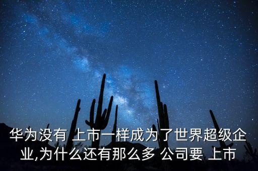 華為沒有 上市一樣成為了世界超級企業(yè),為什么還有那么多 公司要 上市