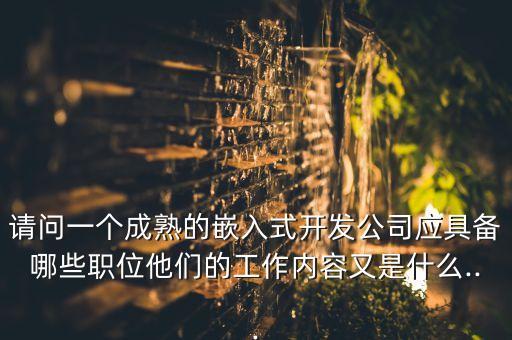 請(qǐng)問(wèn)一個(gè)成熟的嵌入式開(kāi)發(fā)公司應(yīng)具備哪些職位他們的工作內(nèi)容又是什么...