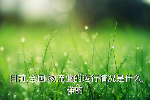 目前,全國(guó) 物流業(yè)的運(yùn)行情況是什么樣的