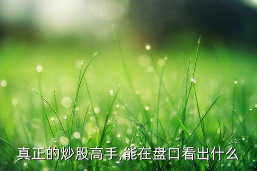 真正的炒股高手,能在盤(pán)口看出什么