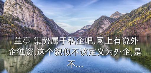  蘭亭 集勢(shì)屬于私企吧,網(wǎng)上有說(shuō)外企獨(dú)資,這個(gè)貌似不該定義為外企,是不...