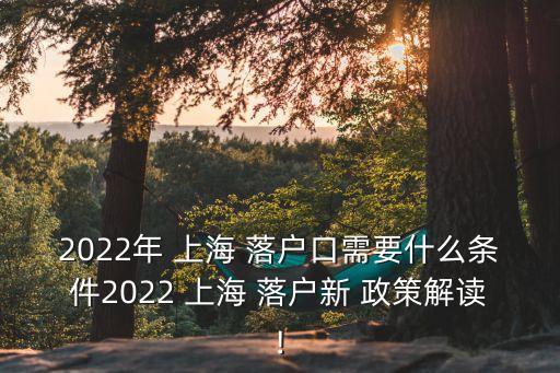 2022年 上海 落戶口需要什么條件2022 上海 落戶新 政策解讀!