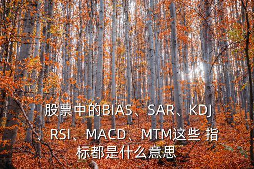  股票中的BIAS、SAR、KDJ、RSI、MACD、MTM這些 指標(biāo)都是什么意思