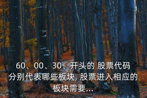 60、00、30、開頭的 股票代碼分別代表哪些板塊, 股票進(jìn)入相應(yīng)的板塊需要...