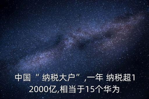 中國“ 納稅大戶”,一年 納稅超12000億,相當(dāng)于15個華為