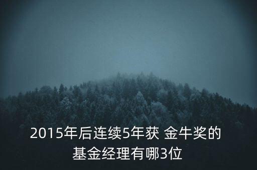 2015年后連續(xù)5年獲 金牛獎的 基金經(jīng)理有哪3位