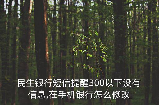  民生銀行短信提醒300以下沒有 信息,在手機銀行怎么修改