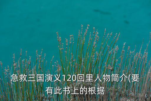 急救三國演義120回里人物簡介(要有此書上的根據