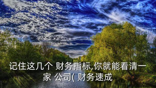 記住這幾個 財務(wù)指標,你就能看清一家 公司( 財務(wù)速成