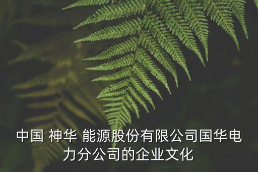 中國 神華 能源股份有限公司國華電力分公司的企業(yè)文化