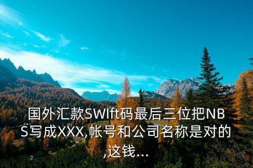 國外匯款SWIft碼最后三位把NBS寫成XXX,帳號和公司名稱是對的,這錢...