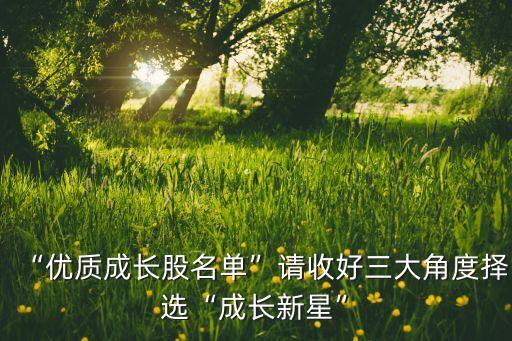 “優(yōu)質(zhì)成長股名單”請收好三大角度擇選“成長新星”