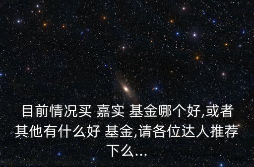 目前情況買 嘉實(shí) 基金哪個(gè)好,或者其他有什么好 基金,請各位達(dá)人推薦下么...