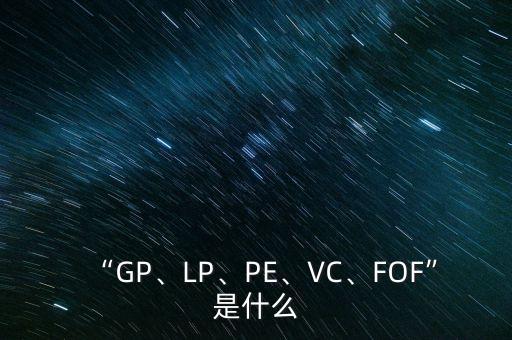 “GP、LP、PE、VC、FOF”是什么