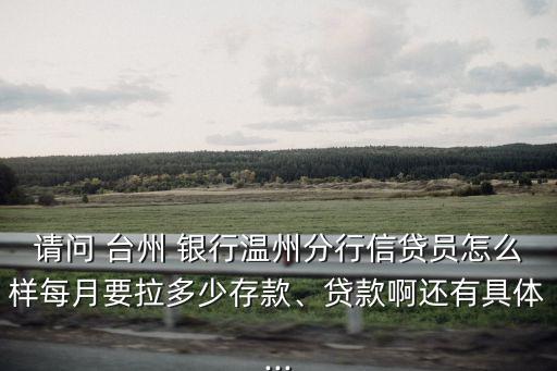 請問 臺州 銀行溫州分行信貸員怎么樣每月要拉多少存款、貸款啊還有具體...