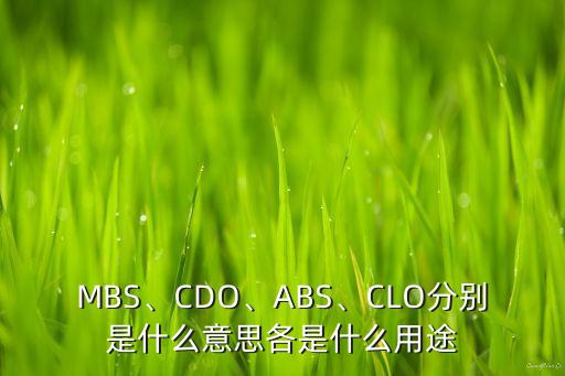 MBS、CDO、ABS、CLO分別是什么意思各是什么用途