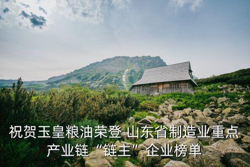 祝賀玉皇糧油榮登 山東省制造業(yè)重點產業(yè)鏈“鏈主”企業(yè)榜單