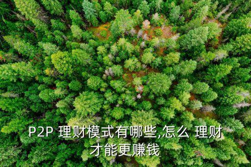 P2P 理財模式有哪些,怎么 理財才能更賺錢