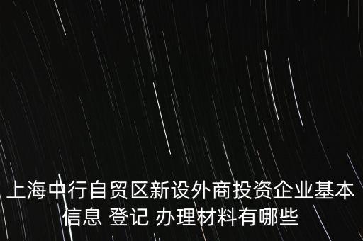 上海中行自貿(mào)區(qū)新設(shè)外商投資企業(yè)基本信息 登記 辦理材料有哪些