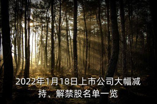 2022年1月18日上市公司大幅減持、解禁股名單一覽