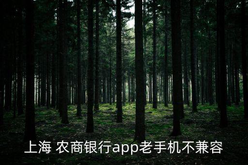 上海 農(nóng)商銀行app老手機不兼容