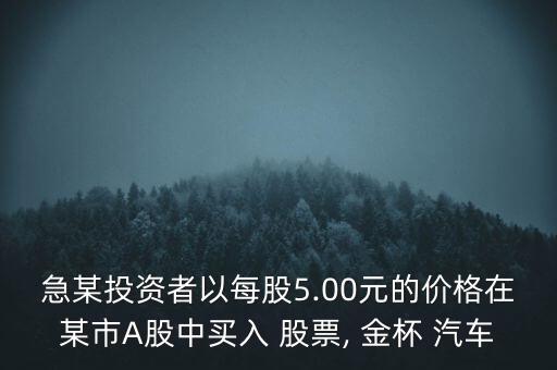 急某投資者以每股5.00元的價(jià)格在某市A股中買(mǎi)入 股票, 金杯 汽車(chē)