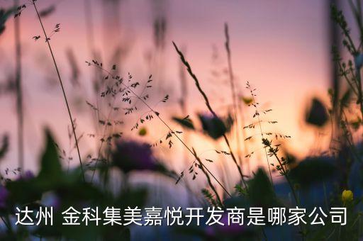 達州 金科集美嘉悅開發(fā)商是哪家公司