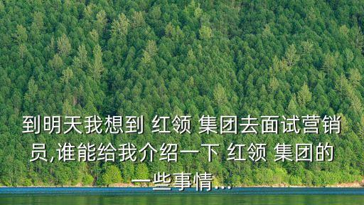 到明天我想到 紅領(lǐng) 集團(tuán)去面試營(yíng)銷員,誰(shuí)能給我介紹一下 紅領(lǐng) 集團(tuán)的一些事情...