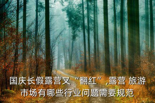 國(guó)慶長(zhǎng)假露營(yíng)又“翻紅”,露營(yíng) 旅游市場(chǎng)有哪些行業(yè)問(wèn)題需要規(guī)范