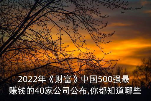 2022年《財(cái)富》中國500強(qiáng)最 賺錢的40家公司公布,你都知道哪些