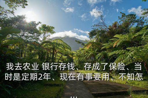 我去農(nóng)業(yè) 銀行存錢、存成了保險(xiǎn)、當(dāng)時(shí)是定期2年、現(xiàn)在有事要用、不知怎...