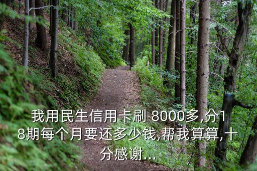 我用民生信用卡刷 8000多,分18期每個(gè)月要還多少錢(qián),幫我算算,十分感謝...