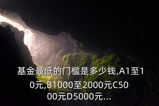  基金最低的門檻是多少錢,A1至10元,B1000至2000元C5000元D5000元...