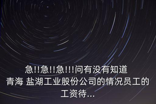 急!!急!!急!!!問有沒有知道 青海 鹽湖工業(yè)股份公司的情況員工的工資待...