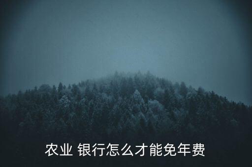 農(nóng)業(yè) 銀行怎么才能免年費(fèi)