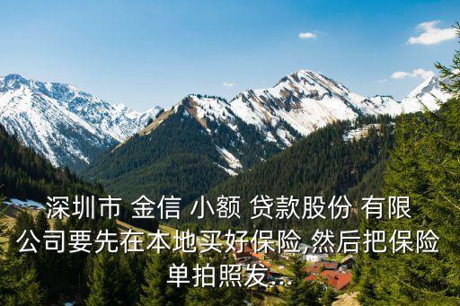 深圳市 金信 小額 貸款股份 有限公司要先在本地買好保險,然后把保險單拍照發(fā)...