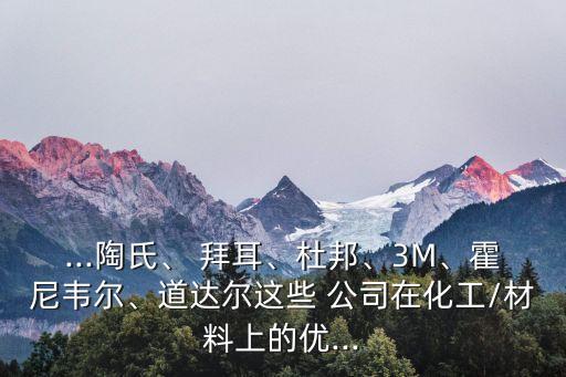 ...陶氏、 拜耳、杜邦、3M、霍尼韋爾、道達(dá)爾這些 公司在化工/材料上的優(yōu)...