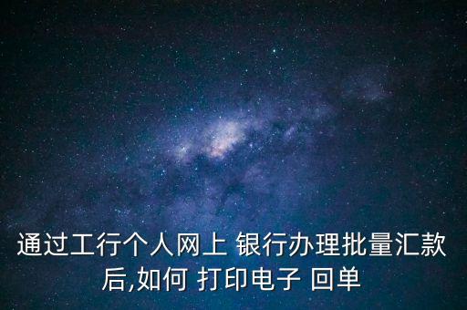 通過工行個(gè)人網(wǎng)上 銀行辦理批量匯款后,如何 打印電子 回單