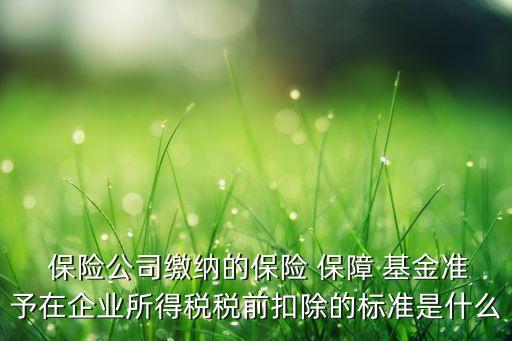  保險公司繳納的保險 保障 基金準(zhǔn)予在企業(yè)所得稅稅前扣除的標(biāo)準(zhǔn)是什么